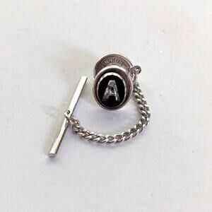 Vintage Estate Hickok Letter "A" Initial Silver Tone Tie Tack Pin